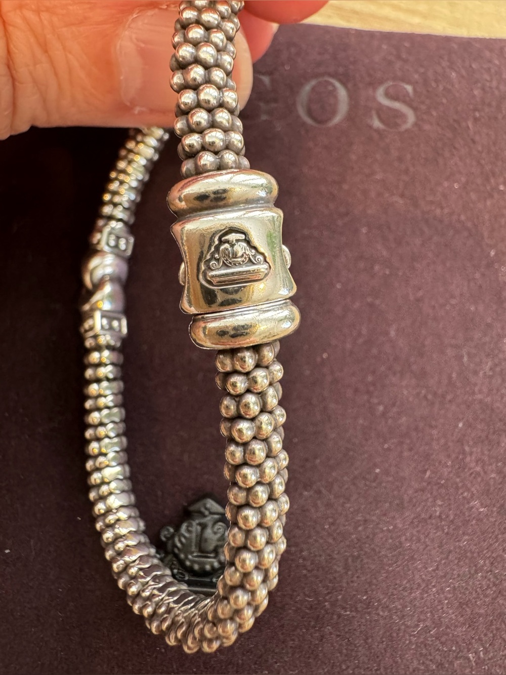 LAGOS Silver Beaded Bracelet with diamonds. - Picture 5 of 8